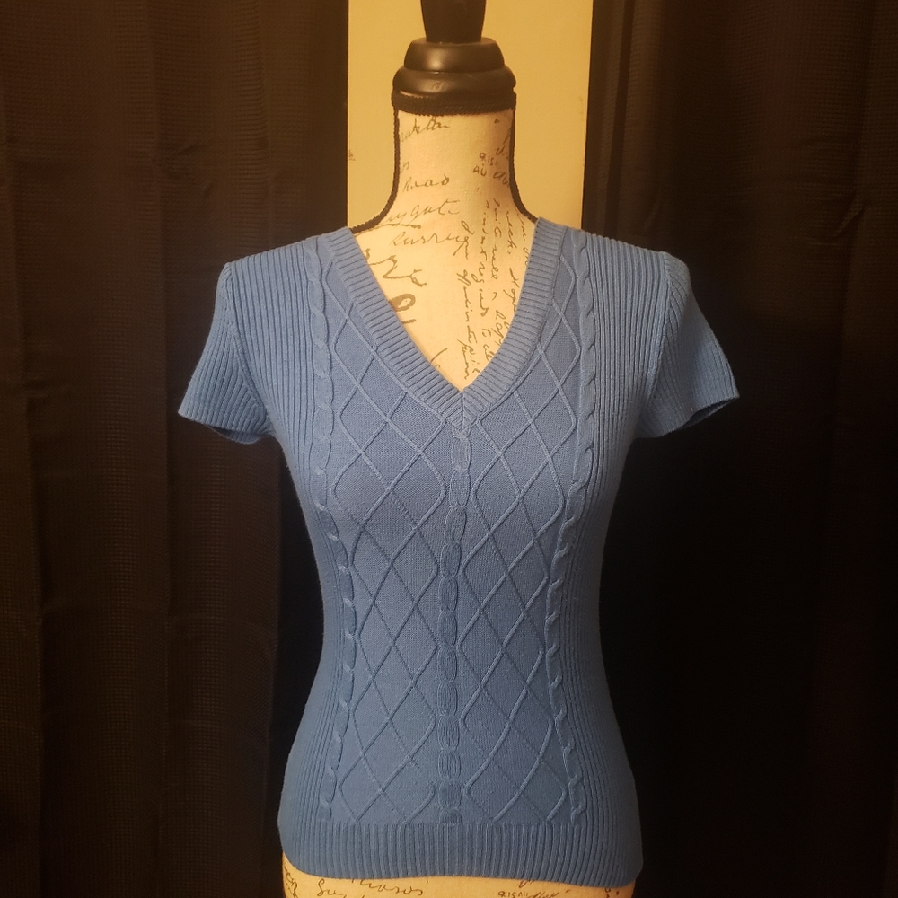 Blue ribbed sweater